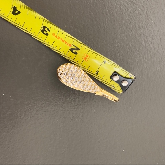 Swarovski Signed Gold Tone Teardrop Pendant Crystals Vintage Necklace Charm - Picture 9 of 13